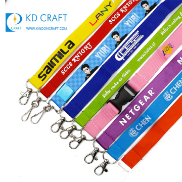 High quality cheap custom blank rainbow colorful printed breakaway polyester lanyard with buckle